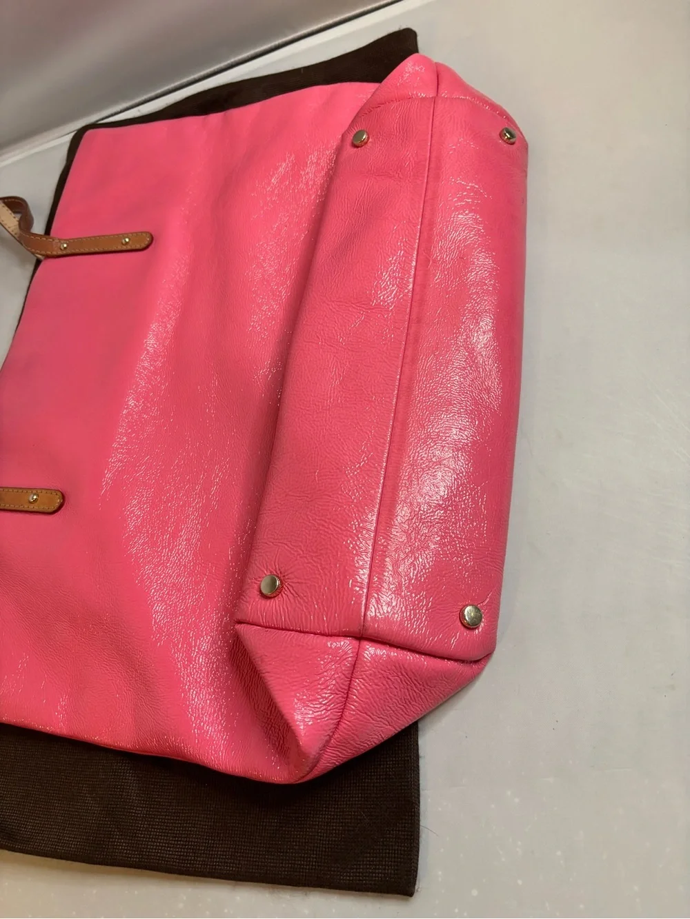 kate spade Hot Pink Patent Leather Tote with leather Straps